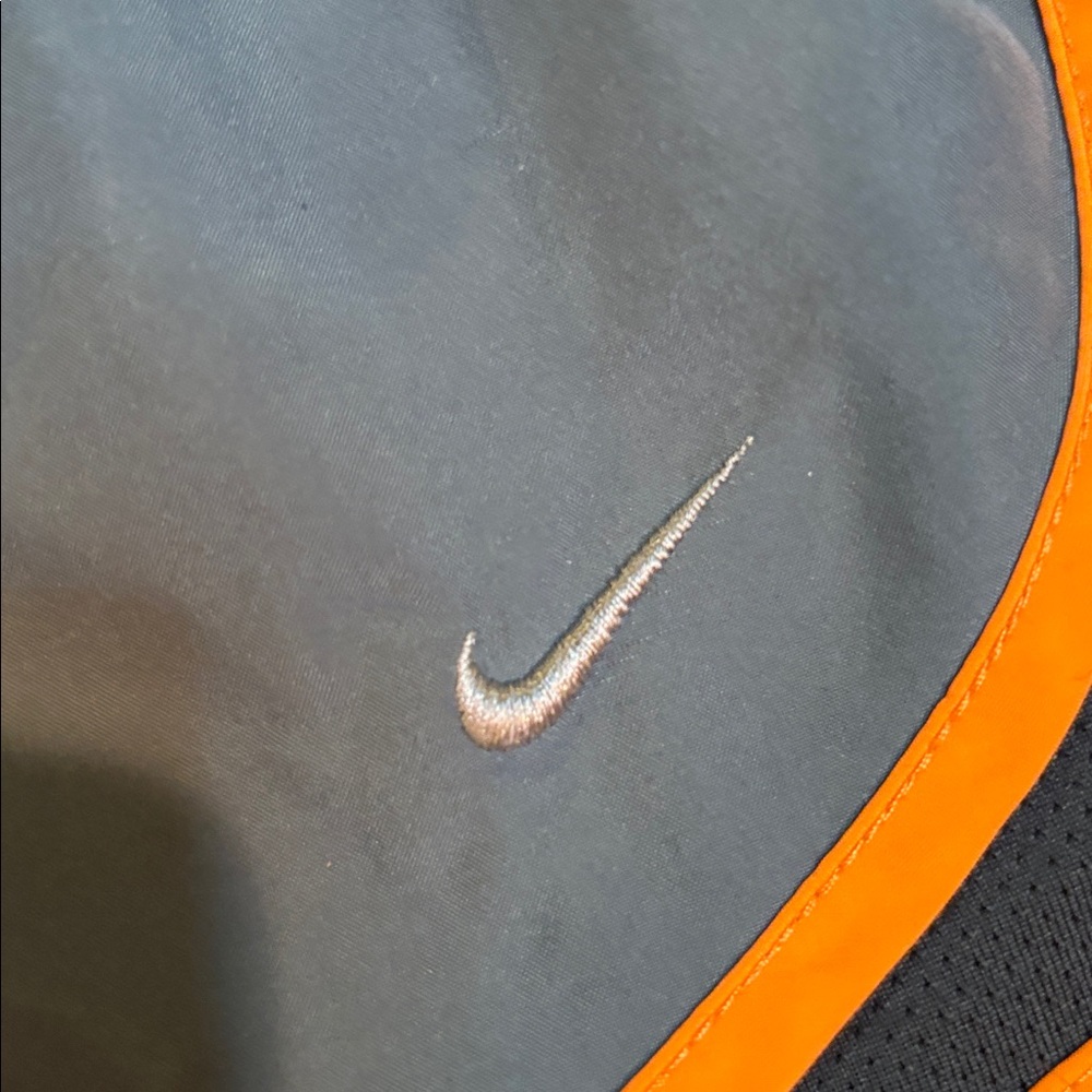 Nike Women's Athletic Shorts in Gray with Orange Trim - Picture 3 of 3